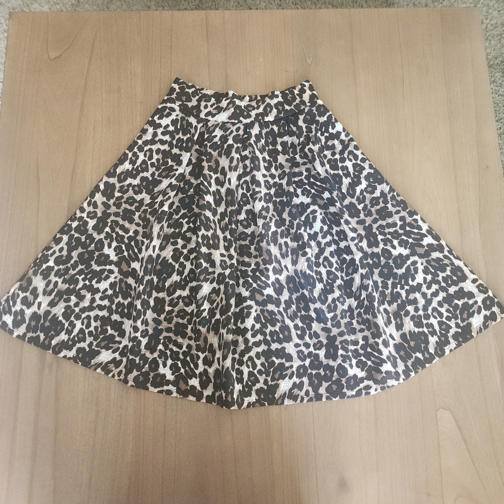 Leopard Print Skater Skirt